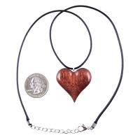 Wood Heart Necklace, Hand Carved Wooden Heart Pendant, One of a Kind 5th Anniversary Gift for Her, Handmade Jewelry