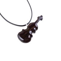 Hand Carved Wooden Violin Pendant Necklace, One of a Kind Violinist Gift for Her Him