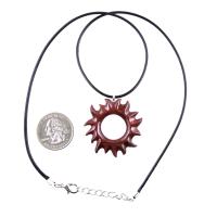 Sun Pendant, Hand Carved Sunburst Necklace, Wooden Celestial Jewelry for Men Women, Solar Eclipse Wood Jewelry