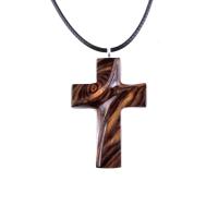 Wood Cross Necklace, Hand Carved Wooden Cross Pendant, Christian Jewelry for Men or Women, One of a Kind Gift for Her Him