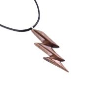 Lighting Bolt Necklace, Hand Carved Wooden Lightning Strike Pendant, Handmade Storm Wood Jewelry Gift for Her Him