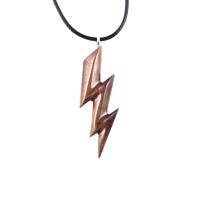 Lighting Bolt Necklace, Hand Carved Wooden Lightning Strike Pendant, Handmade Storm Wood Jewelry Gift for Her Him
