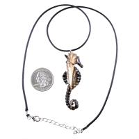 Hand Carved Wooden Seahorse Pendant Necklace for Men and Women, Sea Animal Wood Jewelry, One of a Kind Gift for Him Her