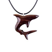 Shark Necklace, Hand Carved Wooden Shark Pendant, Mens Wood Necklace, Nautical Pendant, Mens Jewelry Gift for Him