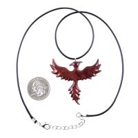 Rising Phoenix Necklace, Hand Carved Wooden Phoenix Pendant, Wood Firebird Jewelry, Inspirational Gift for Her Him