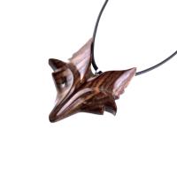 Hand Carved Wooden Fox Pendant, Celtic Fox Necklace for Men or Women, Totem Spirit Animal, Woodland Jewelry Gift for Her or Him