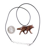 Hand Carved Wooden Wolf Necklace Pendant, Wood Animal TotemJewelry, One-of-a-Kind Handmade Gift