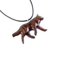 Hand Carved Wooden Wolf Necklace Pendant, Wood Animal TotemJewelry, One-of-a-Kind Handmade Gift