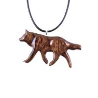 Hand Carved Wooden Wolf Necklace Pendant, Wood Animal TotemJewelry, One-of-a-Kind Handmade Gift