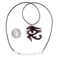Eye of Horus Necklace, Hand Carved Wooden Eye of Ra Pendant, Egyptian Jewelry for Men or Women, African Jewelry, One of a Kind Gift