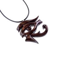 Eye of Horus Necklace, Hand Carved Wooden Eye of Ra Pendant, Egyptian Jewelry for Men or Women, African Jewelry, One of a Kind Gift