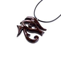 Eye of Horus Necklace, Hand Carved Wooden Eye of Ra Pendant, Egyptian Jewelry for Men or Women, African Jewelry, One of a Kind Gift