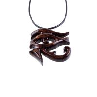 Eye of Horus Necklace, Hand Carved Wooden Eye of Ra Pendant, Egyptian Jewelry for Men or Women, African Jewelry, One of a Kind Gift