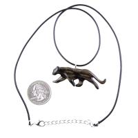 Panther Necklace, Hand Carved Wooden Panther Pendant, Jaguar Necklace, Totem Spirit Animal Wood Jewelry