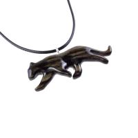 Panther Necklace, Hand Carved Wooden Panther Pendant, Jaguar Necklace, Totem Spirit Animal Wood Jewelry