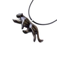 Panther Necklace, Hand Carved Wooden Panther Pendant, Jaguar Necklace, Totem Spirit Animal Wood Jewelry