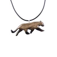 Panther Necklace, Hand Carved Wooden Panther Pendant, Jaguar Necklace, Totem Spirit Animal Wood Jewelry