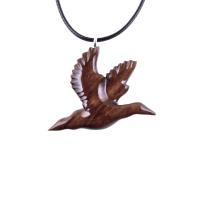 Hand Carved Duck Pendant, Wooden Mallard Necklace, Wood Bird Jewelry, One of a Kind Gift for Men