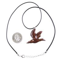 Hand Carved Duck Pendant, Wooden Mallard Necklace, Wood Bird Jewelry, One of a Kind Gift for Men