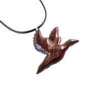 Hand Carved Duck Pendant, Wooden Mallard Necklace, Wood Bird Jewelry, One of a Kind Gift for Men