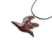 Hand Carved Duck Pendant, Wooden Mallard Necklace, Wood Bird Jewelry, One of a Kind Gift for Men