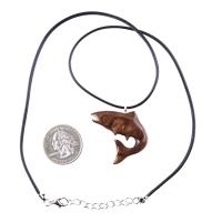 Salmon Necklace, Hand Carved Wooden Fish Pendant, Trout Necklace, Mens Wood Pendant, Fishermen Jewelry, Gift for Him