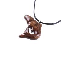 Salmon Necklace, Hand Carved Wooden Fish Pendant, Trout Necklace, Mens Wood Pendant, Fishermen Jewelry, Gift for Him