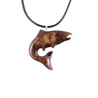 Salmon Necklace, Hand Carved Wooden Fish Pendant, Trout Necklace, Mens Wood Pendant, Fishermen Jewelry, Gift for Him