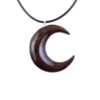 Crescent Moon Necklace, Hand Carved Wooden Moon Pendant, Wood Celestial Necklace, One of a Kind Lunar Jewelry