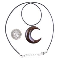Crescent Moon Necklace, Hand Carved Wooden Moon Pendant, Wood Celestial Necklace, One of a Kind Lunar Jewelry