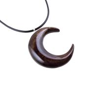 Crescent Moon Necklace, Hand Carved Wooden Moon Pendant, Wood Celestial Necklace, One of a Kind Lunar Jewelry