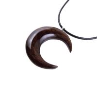 Crescent Moon Necklace, Hand Carved Wooden Moon Pendant, Wood Celestial Necklace, One of a Kind Lunar Jewelry