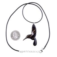 Hummingbird Necklace, Wooden Hummingbird Pendant, Hand Carved Wood Bird Pendant, Hummingbird Jewelry, One of a Kind Gift for Her
