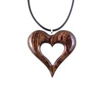 Wood Heart Necklace, Hand Carved Wooden Heart Pendant, 5th Anniversary Gift for Her, One of a Kind Wood Jewelry