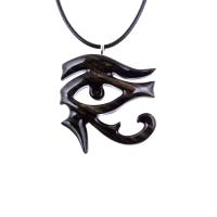 Eye of Horus Necklace, Hand Carved Wooden Eye of Horus Pendant, Eye of Ra Egyptian Amulet for Men or Women