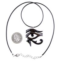 Eye of Horus Necklace, Hand Carved Wooden Eye of Horus Pendant, Eye of Ra Egyptian Amulet for Men or Women