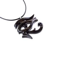 Eye of Horus Necklace, Hand Carved Wooden Eye of Horus Pendant, Eye of Ra Egyptian Amulet for Men or Women