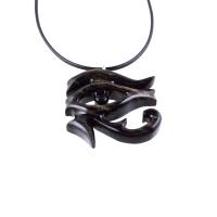 Eye of Horus Necklace, Hand Carved Wooden Eye of Horus Pendant, Eye of Ra Egyptian Amulet for Men or Women