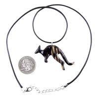Hand Carved Kangaroo Pendant Necklace - Wooden Totem Spirit Animal Jewelry Gift for Men and Women