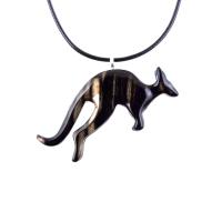 Hand Carved Kangaroo Pendant Necklace - Wooden Totem Spirit Animal Jewelry Gift for Men and Women