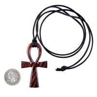 Large Ankh Pendant, Mens Wood Ankh Necklace, Wooden Egyptian Cross Ankh Pendant, African Jewelry