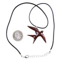 Hand Carved Swallow Necklace, Wooden Bird Pendant, Hope and Love Symbol 5th Anniversary Wood Jewelry Gift for Her