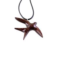 Hand Carved Swallow Necklace, Wooden Bird Pendant, Hope and Love Symbol 5th Anniversary Wood Jewelry Gift for Her