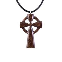 Celtic Cross Pendant, Hand Carved Wood Cross Necklace, Irish Mens Wooden Christian Jewelry, One of a Kind Gift for Him
