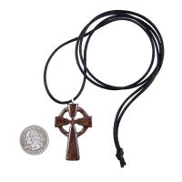 Celtic Cross Pendant, Hand Carved Wood Cross Necklace, Irish Mens Wooden Christian Jewelry, One of a Kind Gift for Him