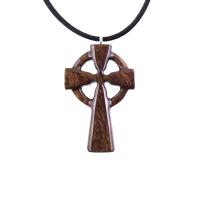 Celtic Cross Pendant, Hand Carved Wood Cross Necklace, Irish Mens Wooden Christian Jewelry, One of a Kind Gift for Him