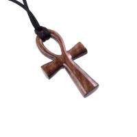Wood Ankh Pendant, Hand Carved Egyptian Wooden Ankh Cross Necklace for Men or Women, African Jewelry Gift