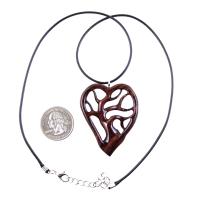Wooden Tree of Life Pendant, Hand Carved Wood Heart Necklace, 5th Anniversary Gift for Her, Handmade One of a Kind Wood Jewelry