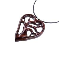 Wooden Tree of Life Pendant, Hand Carved Wood Heart Necklace, 5th Anniversary Gift for Her, Handmade One of a Kind Wood Jewelry