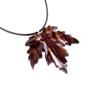 Hand Carved Wooden Leaf Pendant, Maple Leaf Necklace, Woodland Jewelry for Men or Women, Wood Jewelry Gift for Him Her